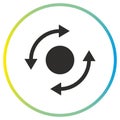 arrows spin forward or back icon, axis of rotation